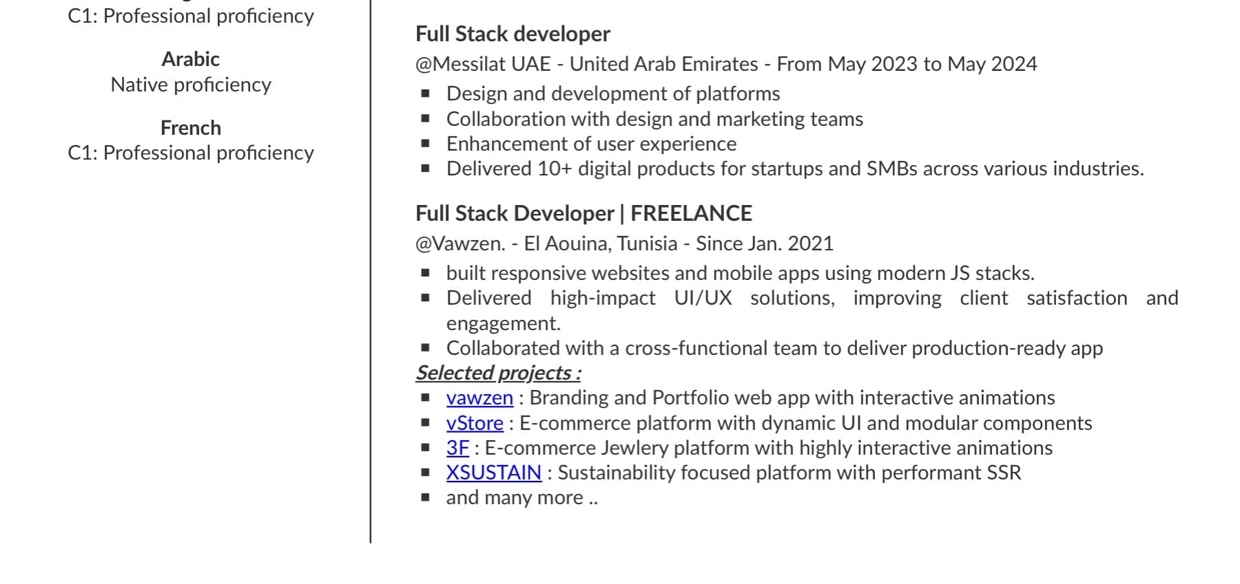 Ahmad Chammakhi curriculum vitae, lower panel